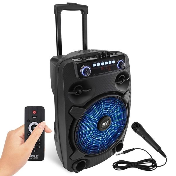 Pyle 12’’ Bluetooth Portable PA Speaker - Portable PA & Karaoke Party Audio Speaker with wired microphone PPHP127B